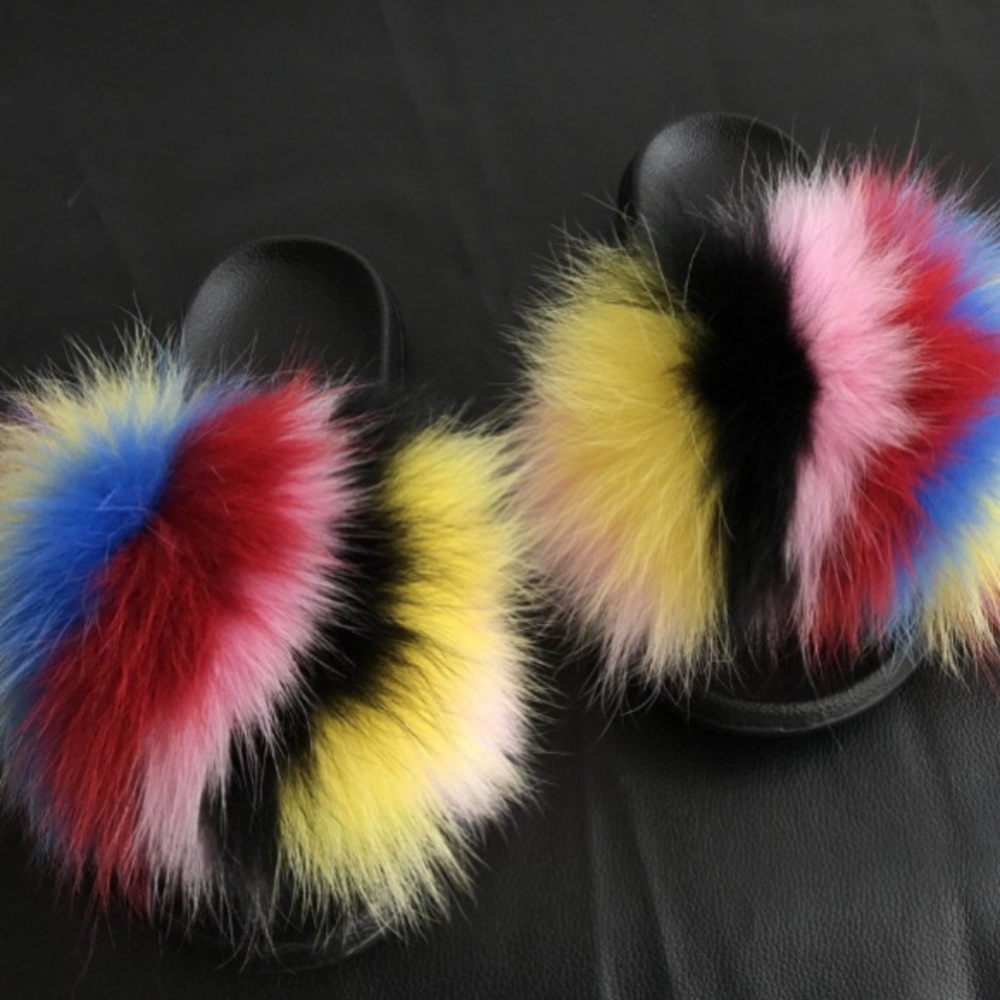 HANDMADE mixed color fur slides!! NO RETURNS - Picture 3 of 6